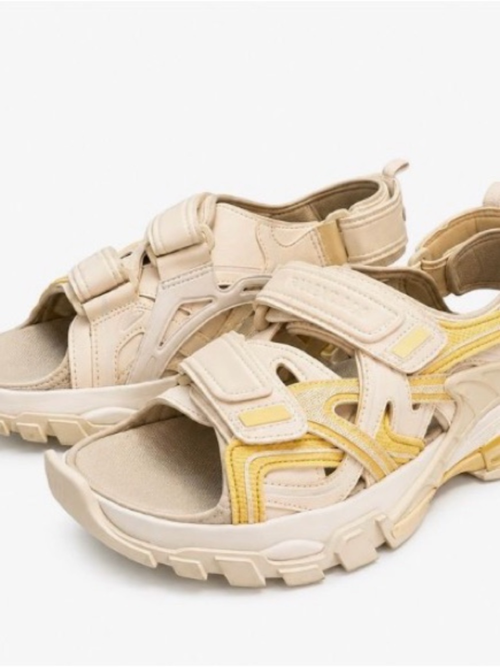 Balenciaga Beige and Yellow Trail Sandals